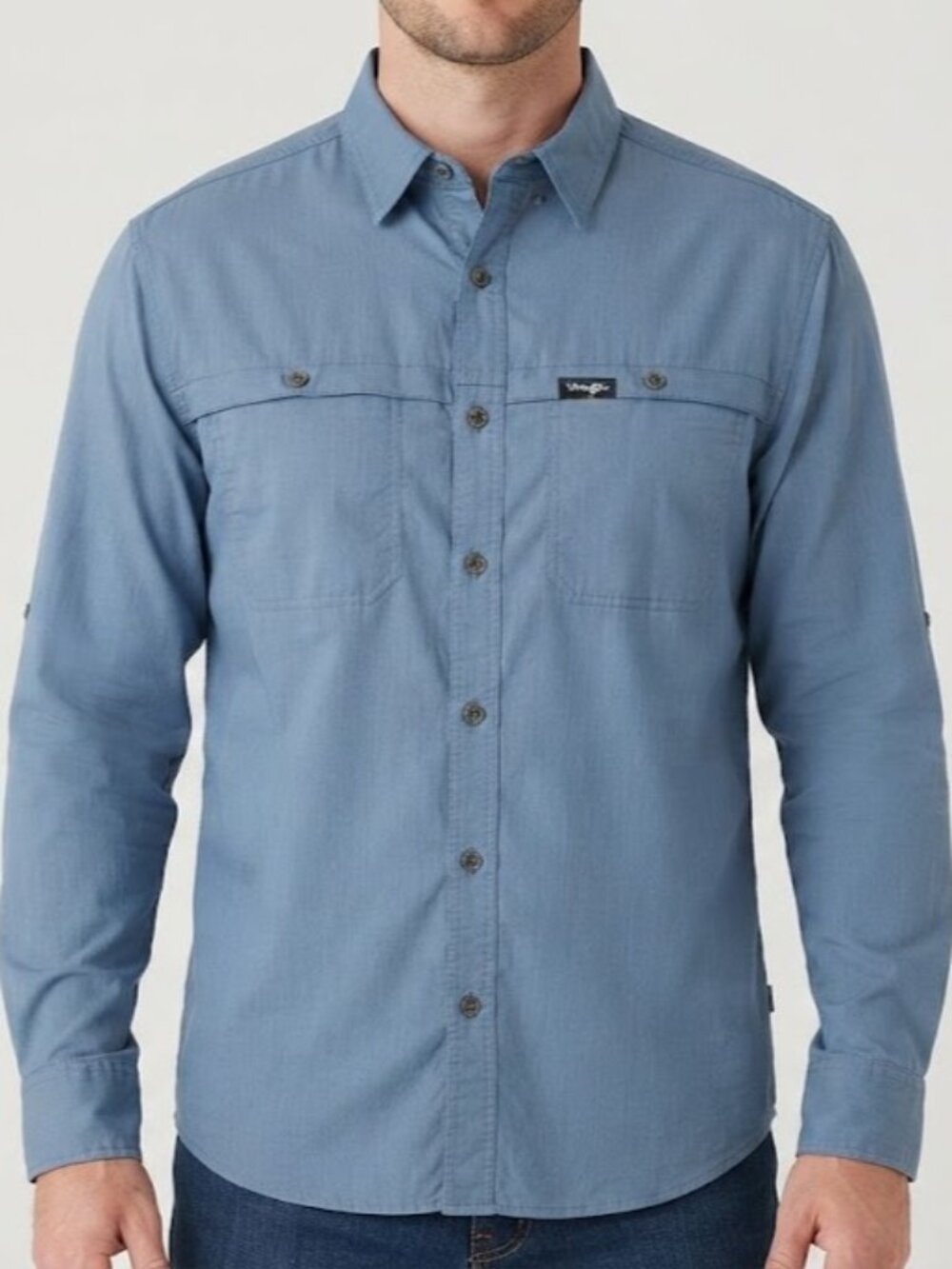 Wrangler Blue Long Sleeve Button-Up Shirt